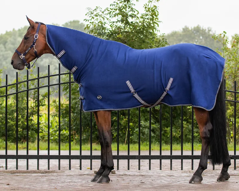 QHP Basic Fleece Rug with Neck in Blue